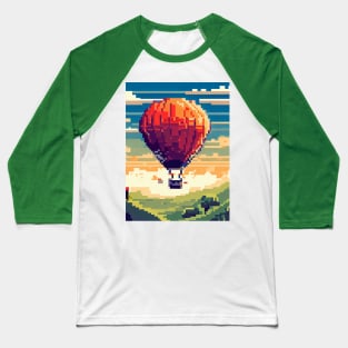 A person taking a hot air balloon ride over the countryside pixel art Baseball T-Shirt